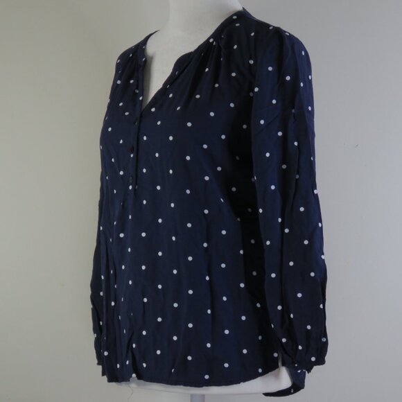Old Navy Women's Navy & White Dotted 3/4-Sleeve 1/4-Button Top Size XSP (C1355) - Picture 4 of 7